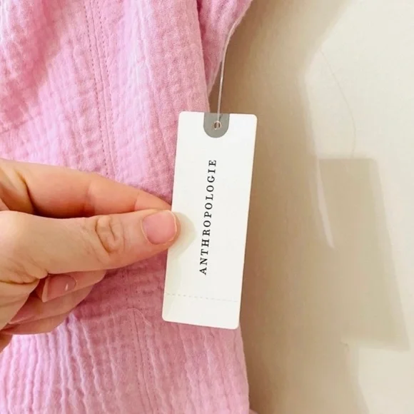 Anthropologie Smocked Tie Bow Back Tank Pink XL - Picture 8 of 9